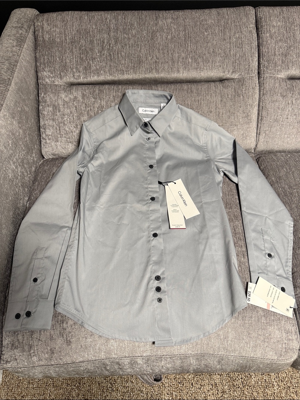 Calvin Klein Kid’s Light Gray Button-Up Dress Shirt